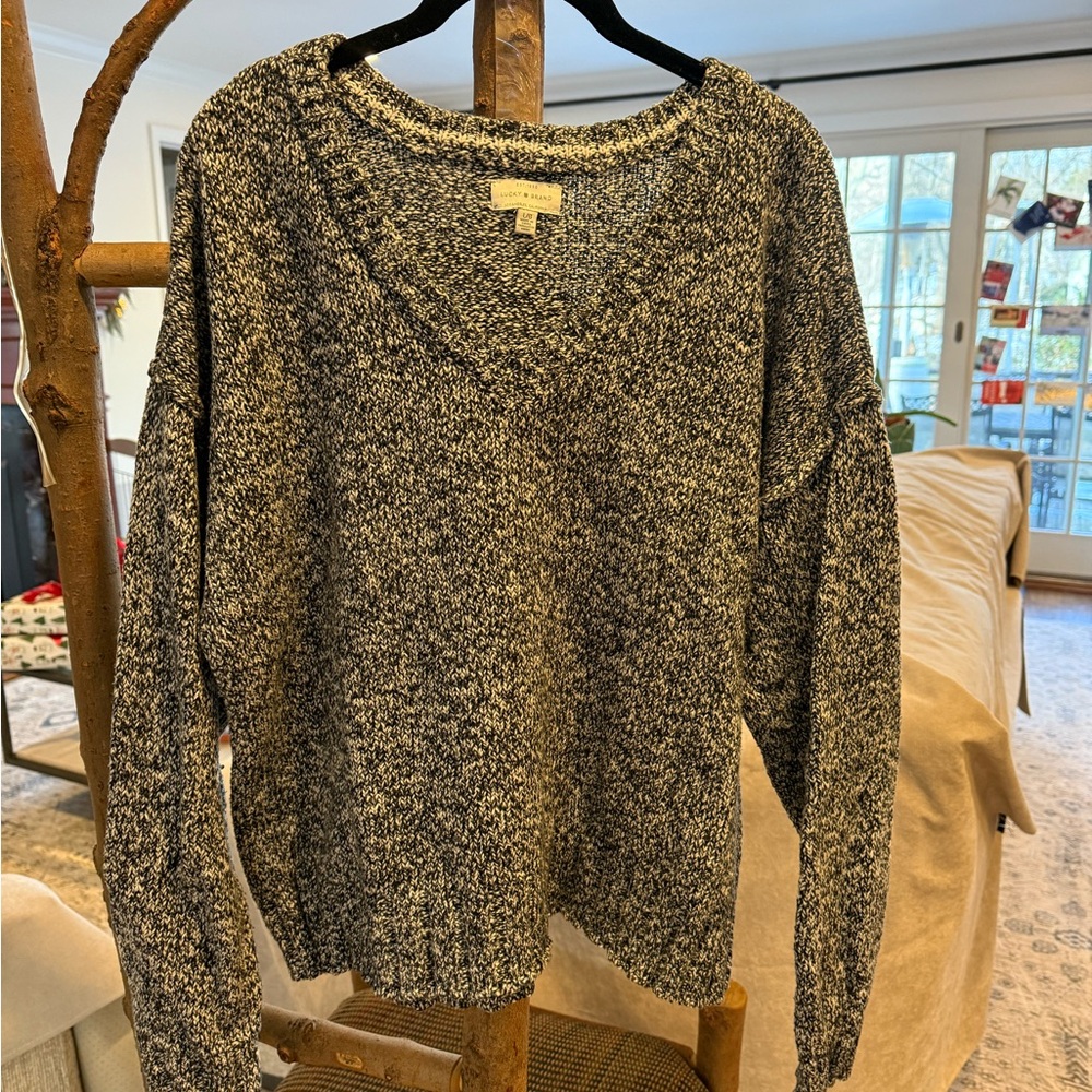Lucky Brand Black and White V-Neck Sweater